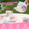 TUZT Porcelain Tea Party Set for Little Girls Kids Toddlers, 13Pcs Unicorn Tea Set - Teapot & Cup & Saucer & Suitcase,Pretend Play Toys Kitchen Set - Christmas Birthday Gift for Girls view 2