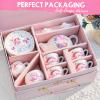 TUZT Porcelain Tea Party Set for Little Girls Kids Toddlers, 13Pcs Unicorn Tea Set - Teapot & Cup & Saucer & Suitcase,Pretend Play Toys Kitchen Set - Christmas Birthday Gift for Girls view 4