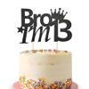 13th Birthday Cake Topper, Black Glitter Bro I'm 13 Birthday Cake Pick Cheers to 13 Years Old Cake Decorations for Boys Him Official Teenager 13 Years Old Topper Decor(Black) view 1