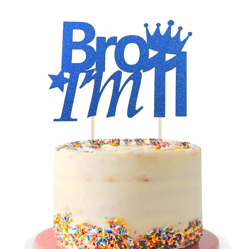 11th Birthday Cake Topper, Blue Glitter Bro I'm 11 Cake Decorations, Happy 11th Birthday Party Supplies Eleven Years Old Cake Decorations for 11 Years Boys Girls