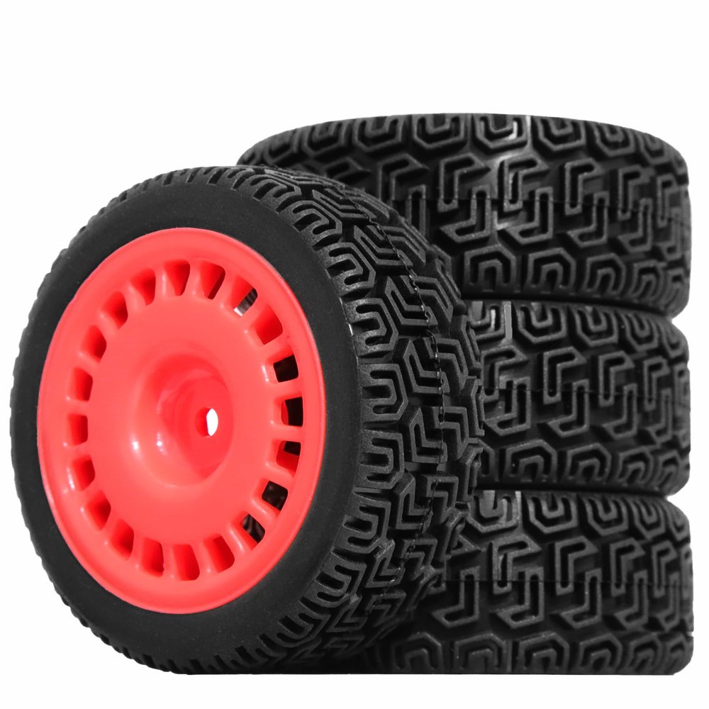 1/10 RC On-Road tires 68mm 4 PCS Rally Tires General Purpose Grip Soft Material Tread For 1:10 Tamiya xv02 Maze Tires Lc Off-Road 94123 Kyosho FW06%t048 (Red, 3)