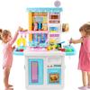 Kids Kitchen Playset with Lights and Sounds  Pretend Play Kitchen Set for Girls, Featuring a Cooking Stove with Steam, Play Sink, and Cutting Food Toys view 1
