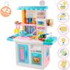 Kids Kitchen Playset with Lights and Sounds  Pretend Play Kitchen Set for Girls, Featuring a Cooking Stove with Steam, Play Sink, and Cutting Food Toys view 3