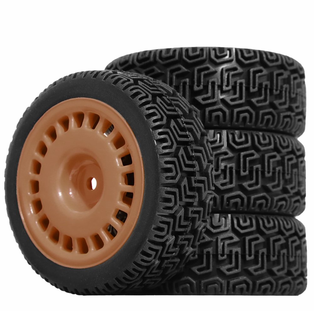 1/10 RC On-Road tires 68mm 4 PCS Rally Tires General Purpose Grip Soft Material Tread For 1:10 Tamiya xv02 Maze Tires Lc Off-Road 94123 Kyosho FW06%t048 (Brown, 3)