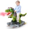 Dinosaur Ride On Toy Cars for Kids, Toddler Electric Ride On Toys with Music, Light & Smoke, Preschool Kids Scooter Foot-to-Floor Walker Indoor Outdoor, Christmas Birthday Gifts for Boys Age 3 4 5 view 1