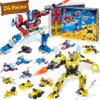 24 Packs Party Favors for Kids - Transform Robot Building Blocks, 12-in-1 Creative Action Mech Toy Building Set for Classroom Prizes Goodie Bags Stuffers for Kids, Children's Day Gifts for Boys Girls view 1