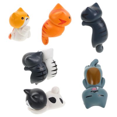 Anneome 6pcs Cute Cat Dashboard Ornaments Adorable Cat Figurines for Car Interior Decor Material Versatile Decorative Accessories for Cars Desks and More