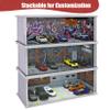 Saichotoy Display Case for Hot Wheels: Stackable Parking Garage for 1/64 Scale Matchbox Toy Car, Foamboard Storage for Monster Trucks with LED Light and Acrylic Cover, Depot view 4