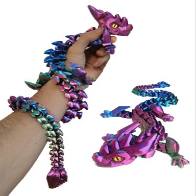 24in Large 3D Printed Dragon with Eyes, Articulated Fidget 3D Printed Animals, Stress Relief 3D Printed Toy for Anxiety & ADHD, Unique Home Office Dcor
