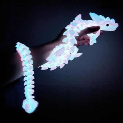 24in Large 3D Printed Dragon with Eyes, Articulated Fidget 3D Printed Animals, Stress Relief 3D Printed Toy for Anxiety & ADHD, Unique Home Office Dcor