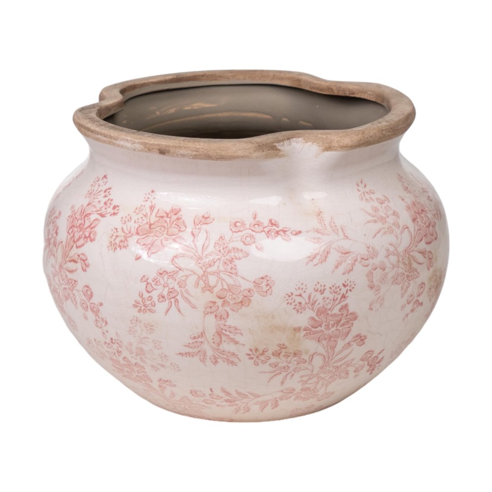 AlexandreHouse Maceta Boca Ondulada Porcelana Beige/Pink