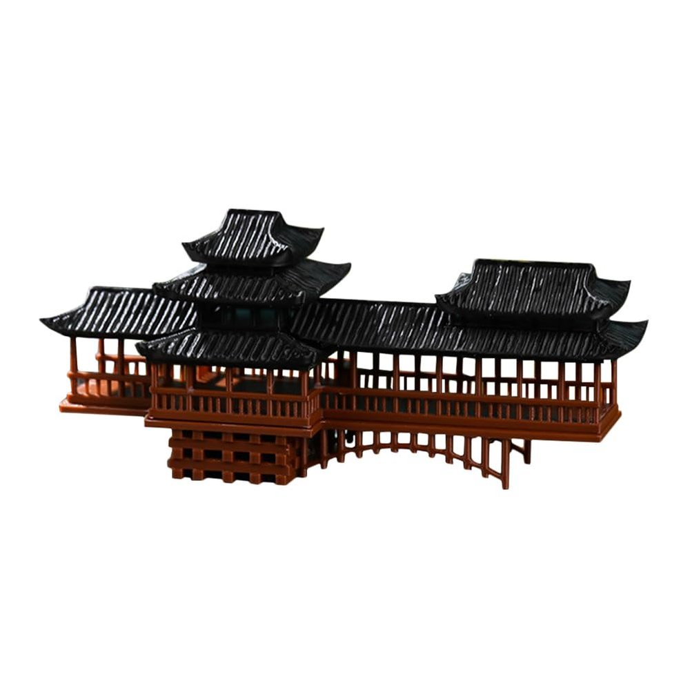 Alipis Miniature Pagoda Bridge Figurine Traditional Asian Decor for Bonsai and Fish Tank Ornaments for Landscape Designs