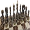 4 Queens Burnt Black Boxwood Zagreb 3 3/4 inch King Staunton Chess Men Set - NO Board view 3