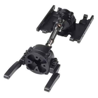 RC Car Repair Kit for SCX10 II 1/10 RC Car Crawler 90046 Chassis Front Mount Planetary Transmission Transfer Case Skid Plate Drive Shaft Gearbox Set(Black)