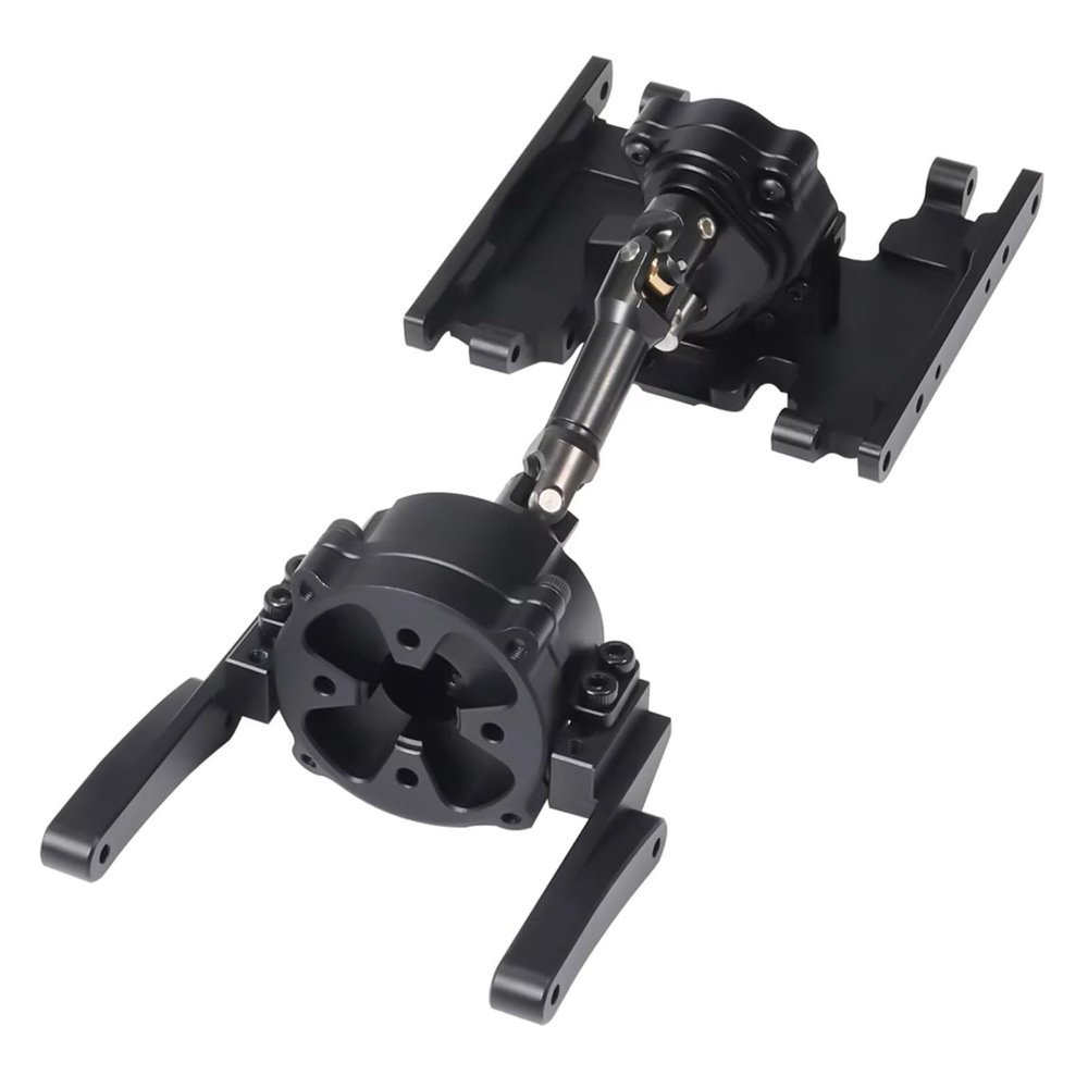 RC Car Repair Kit for SCX10 II 1/10 RC Car Crawler 90046 Chassis Front Mount Planetary Transmission Transfer Case Skid Plate Drive Shaft Gearbox Set(Black)