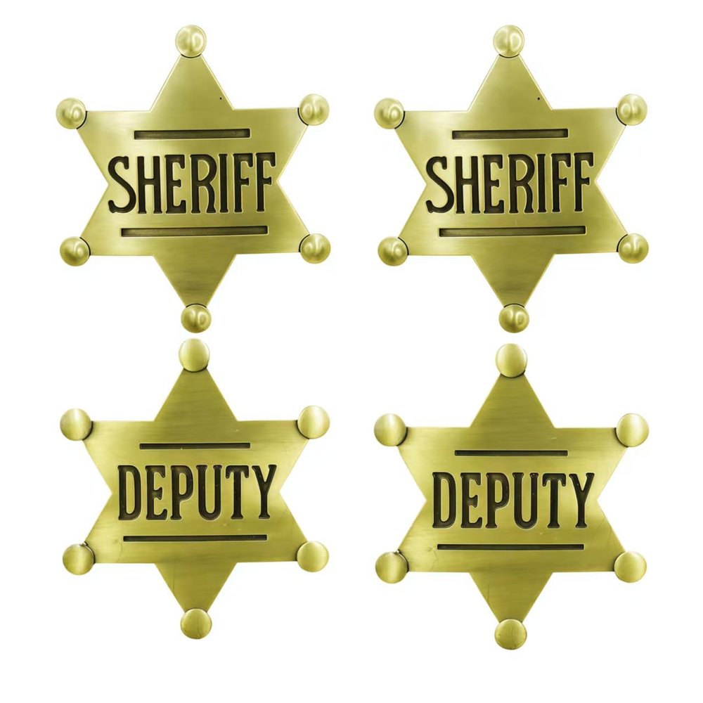 4 Uniquely Charming US Sheriff's brooch Badges, of Excellent Quality, Perfect for Clothing Accessories, Toys, Birthday Parties, Wear Them to Feel The Fearless and Heroic Majesty