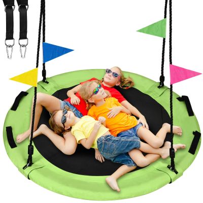 48 inch Tree Swing, Larger Saucer Flying Swing for Whole Family, 900lbs Weight Capacity, with Adjustable Hanging Straps, for Outdoor Playground, Green