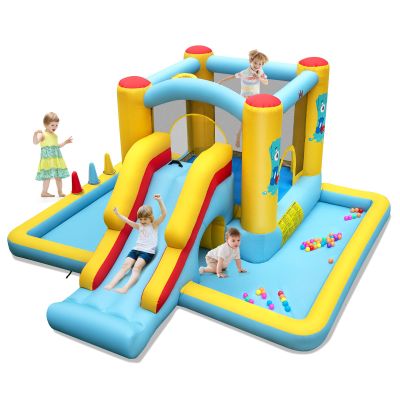 BOUNTECH Inflatable Bounce House with Ball Pit, Long Slide & Tunnel Bouncy House for Kids Aged 3+ Backyard Party Fun, Kids Bounce House with Slide for Boys Girls Indoor Outdoor Birthday Party Gift