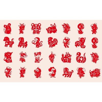 28PCS/30PCS Chinese Paper Cutting Kit, Fun Paper Art Crafts Kits for Window Decoration Spring Festival Chinese New Year Celebration Activity, Creative Handmade Paper-Cut
