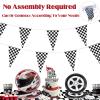 100ft Checkered Flag Banner, Racing Flags Race Car Wheels Birthday Party Decorations, Car Themed Party Decor Supplies 48pcs Double Sided Black and White Checkered Pennant Banner Flags for Nascar Fans view 3