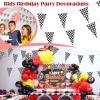 100ft Checkered Flag Banner, Racing Flags Race Car Wheels Birthday Party Decorations, Car Themed Party Decor Supplies 48pcs Double Sided Black and White Checkered Pennant Banner Flags for Nascar Fans view 4