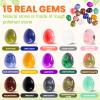 15 Pack Prefilled Easter Eggs with Gemstones, Filled with Gemstones Party Favors for Kids Boys Girls Easter Eggs Hunt, Basket Stuffers Fillers, Classroom Prize Supplies view 2