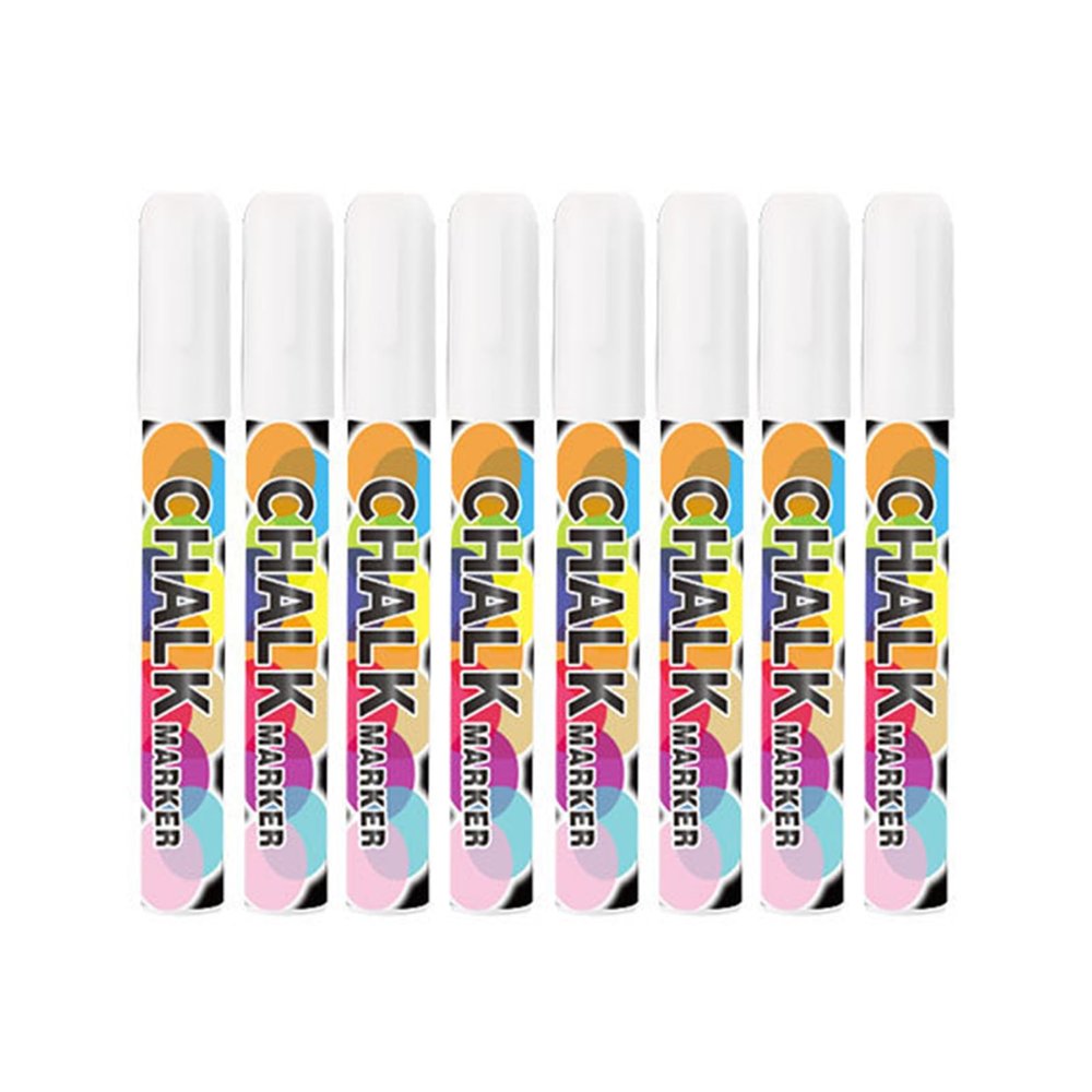 8Pcs Chalk Marker 6mm Reversible Tip for Blackboard Chalkboard Window Glass Wipeable Chalk Pen for Drawing