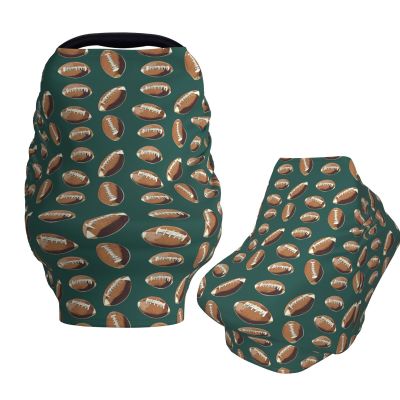 Muishi Cartoon Brown American Football Baby Car Seat Covers Carseat Canopy Soft Infant Stroller Cover Nursing Breastfeeding Covers for Girls Boys Newborn