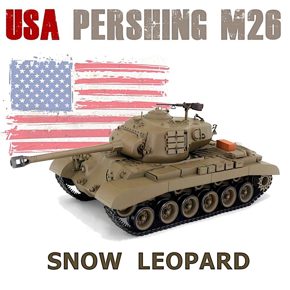 POCO DIVO Snow Leopard M26 Pershing US Tank, 1/16 RTR RC Armored Fighting Vehicle, Heng Long 3838 S Edition Basic Version, Airsoft Battle Infrared Combat, Smoke Sound Light Recoil Military Model