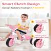 KRIDDO 2 in 1 Kids Tricycles Age 18 Month to 3 Years, EVA Wheels, Gift Toddler Tricycle, Trikes for Toddlers 2 to 3 Year Old with Push Handle, Duck Bell, Pink view 2