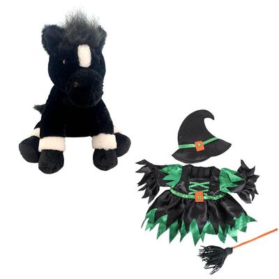 16 Inch Blackjack The Horse Plush Toy in Enchanting Witch Costume  Halloween Plush Stuffed Toy with Witch Hat, Dress, and Broomstick  Soft & Cuddly Stuffed Animal Gift for Kids