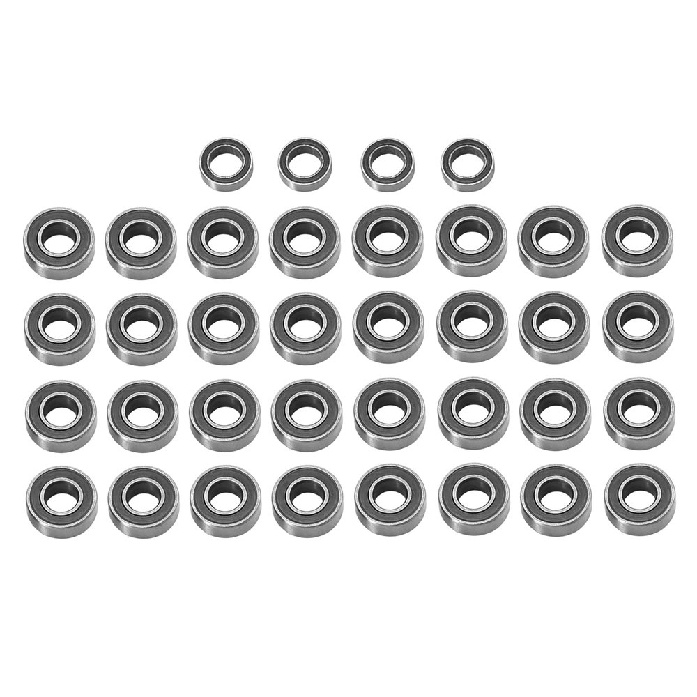 36pcs Sealed Steel Bearing Kit for Tamiya GF-02 GF02 RC Car Upgrade Parts Accessories(Black)