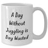 anbevu Gifts from Friends, A Juggling Day Is Wasted Without, White Coffee Mug for Men, Women, Christmas view 2
