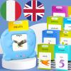 KILOGOGRAPH Bilingual English Flash Cards - Italian Talking Flash Cards, 510 Sight Words 31 Themes, Pocket Speech for Toddlers 3-12, Autism Sensory Toys, Preschool Learning Activities (Italian, Blue) view 1