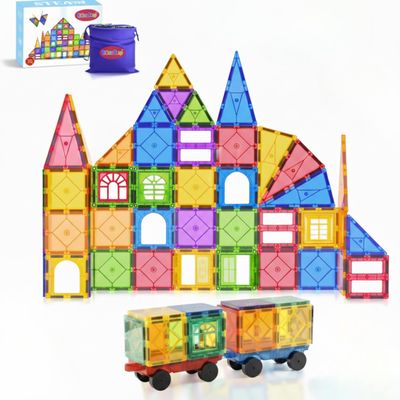 Magnetic Tiles 104PCS with 2 Cars  Montessori Magnetic Blocks for Toddlers | Sensory Toys, Outdoor Activities, Boys, 3 Year Old Girl Gifts, Toys for 3 Year Old Boys