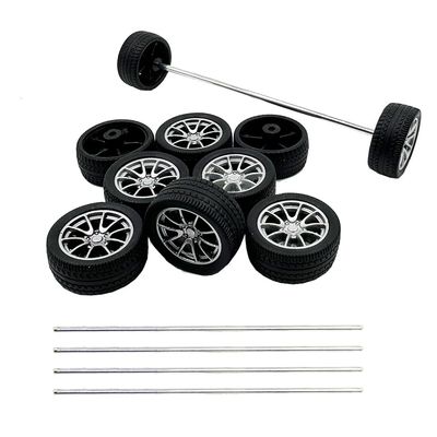 10PCS Toy Car Wheels 28mm Rubber Tire Wheels with Metal Shaft for RC Car Truck DIY Model Toy Wheel Replacement Accessories (2.5x28mm)