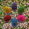 BestPysanky Set of 6 Ukrainian Geometric Wooden Easter Eggs 2.5 Inches view 2