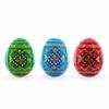 BestPysanky Set of 3 Vibrant Geometric Ukrainian Pysanky Wooden Easter Eggs 2.5 Inches view 1