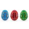 BestPysanky Set of 3 Vibrant Geometric Ukrainian Pysanky Wooden Easter Eggs 2.5 Inches view 2