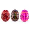 BestPysanky Set of 3 Red Shades Geometric Ukrainian Pysanky Wooden Easter Eggs 2.5 Inches view 1