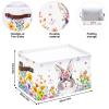 FYSUIMU Easter Storage Basket with Handles Floral Bunny Foldable Cube Storage Bin Rabbit Flower Fabric Organizer Box for Home Office Dorm Closet Shelf Toy Organization view 2