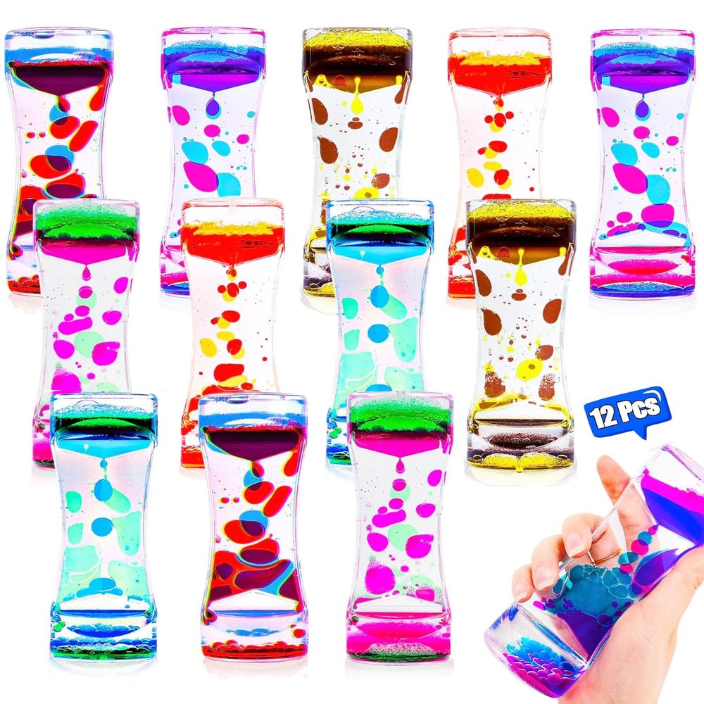 TGIQROVE 12 Pcs Liquid Motion Bubbler Sensory Toys, Liquid Timer AnxietyCalming Toys for Kids Adults, Party Favors, Classroom Prizes Easter Birthday Gift for Kids