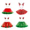 2Pcs Princesses Costume Birthday Party Fancy Dress Up For Girls With Christmas Reindeer Headband Tutus Skirt Accessories view 4