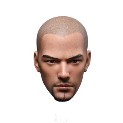 1/6 Scale Male Head Sculpt, Holy Monk Asian Man Head Carved Bald DIY Head Model for 12inch Male Soldier Action Figure Body (Painted)
