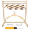 17 Pcs Wood Doll Garment Rack with Wooden Clothes Hanger Mini Wooden Girl Doll Clothes Hanger Organizer Storage Shelf for 18 Inch Girl Doll Clothes Baby Dollhouse (Color Set 1) view 1