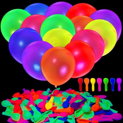 100 Pcs Neon Balloons, 12UV Colorful Blacklight Reactive Fluorescent Balloons Glow in the Dark Luminous Helium Latex Balloon for Birthday, Wedding, Neon Party, Glow Party Decorations Supplies