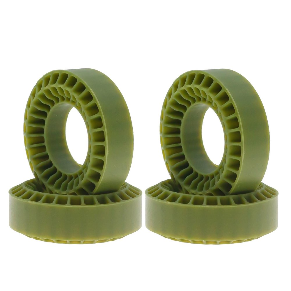 for TRX4M for SCX24 for FCX24 AX24 1/18 1/24 RC Crawler Car Upgrade Parts 4pcs 1.0" Wheel Tires Silicone Rubber Insert Foam 55x20mm RC Car Repair Kit(Green)