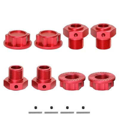 4pcs Metal 17mm Wheel Hex Hub Adapter for Arrma 1/10 Kraton Outcast 4S V2 BLX 1/8 Mojave 4S BLX Upgrade Parts Accessories(Red)