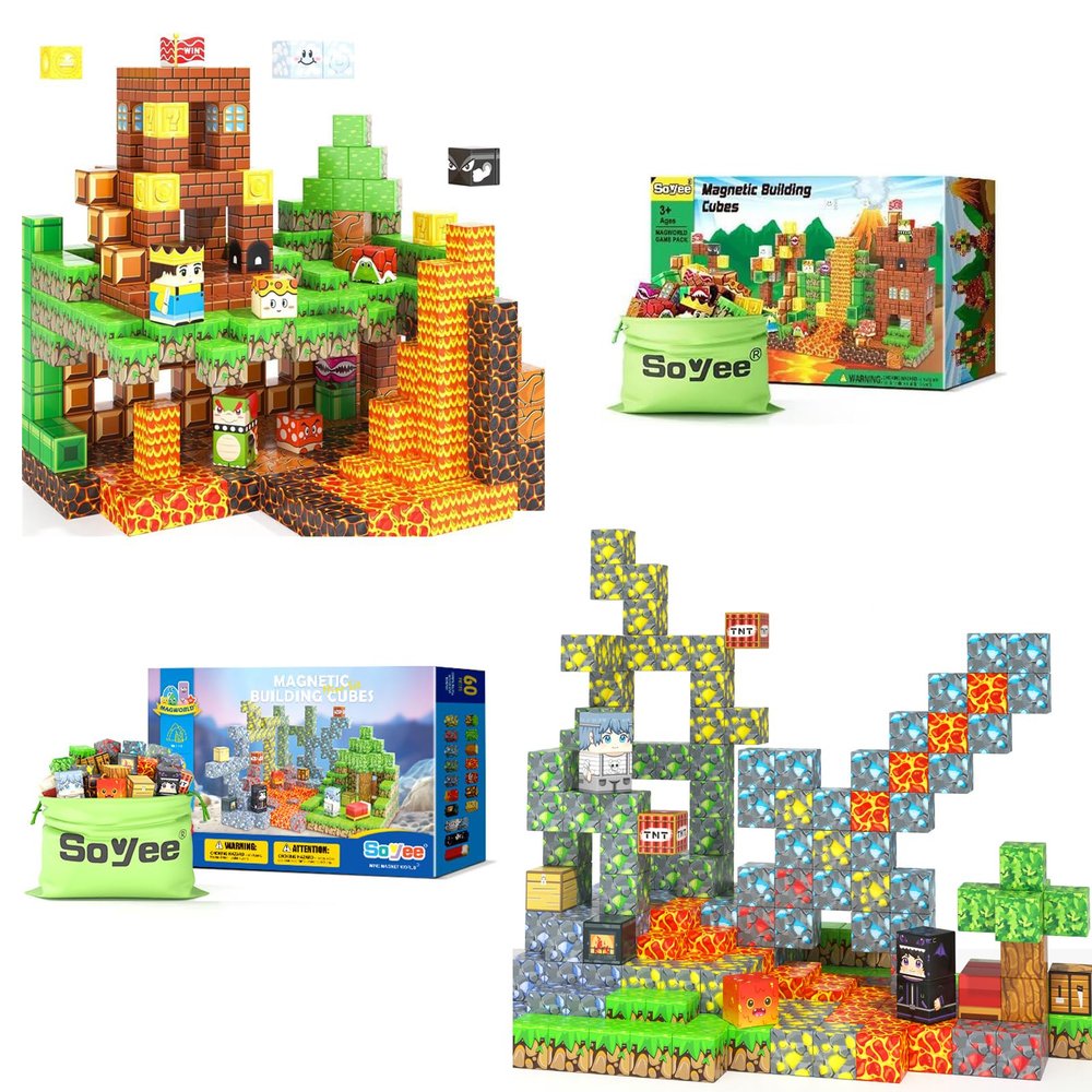 120PCS Magnetic Blocks - Build Mine Magnet World Set Building Toys 1'' Magnetic Cubes STEM Toys Christmas Birthday Gifts for 3+ Years Old Boys Girls