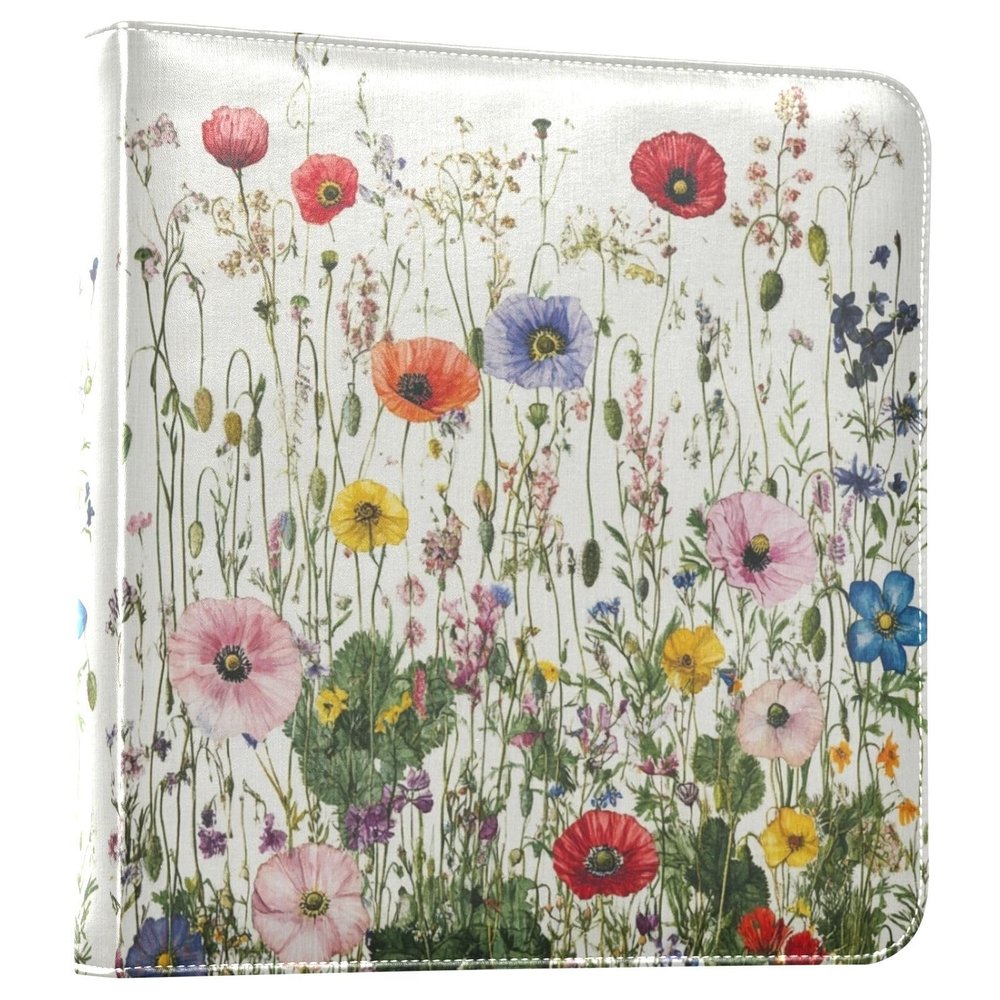 Kigai Wildflowers Photo Album Self Adhesive Scrapbook Album DIY Photo Album Book Leather Cover Picture Album with 20 Adhesive Sheets, 11.8x24x0.8 inch
